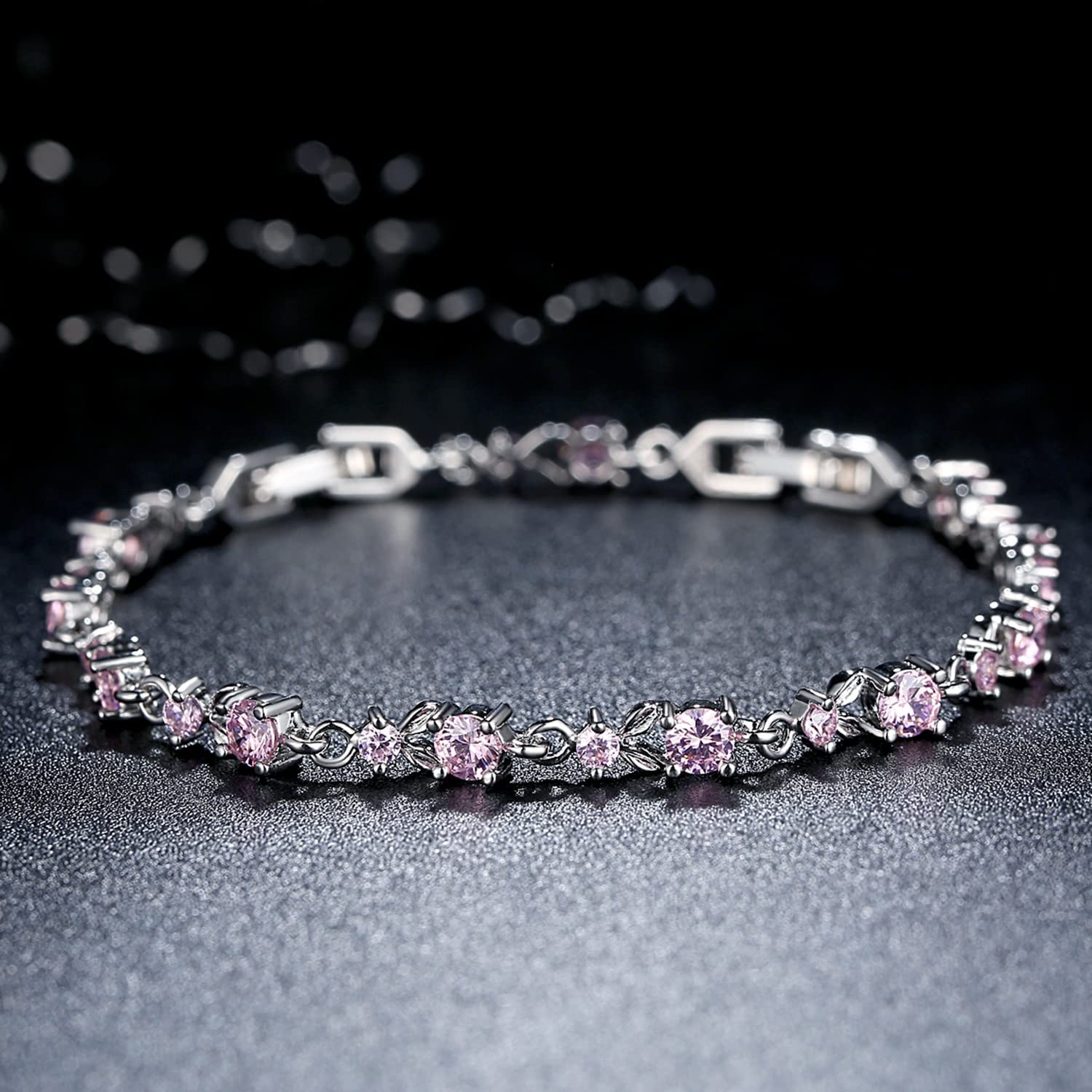 WOSTU White Gold Plated 3mm CZ Classic Tennis Wedding Bracelets for Brides Cubic Zirconia| White Gold Bracelets for Women | Size 6.5-8 Inch - Image 4